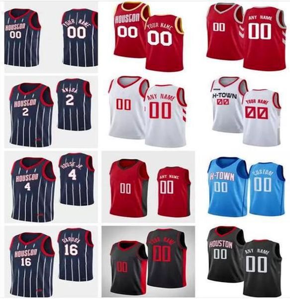 

75th custom mens womens houston's rockets's 16 usman garuba 0 jalen green 4 danuel house jr. 2 david nwaba basketball jerseys fdf, Black