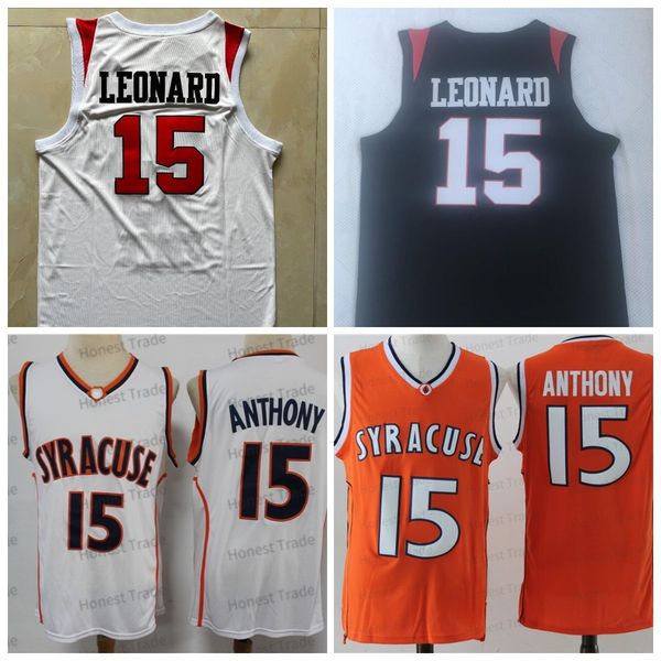 

ncaa syracuse orange basketball jersey college15 carmelo anthony san diego state 15 kawhi leonard mens jerseys mesh stitched men, Black