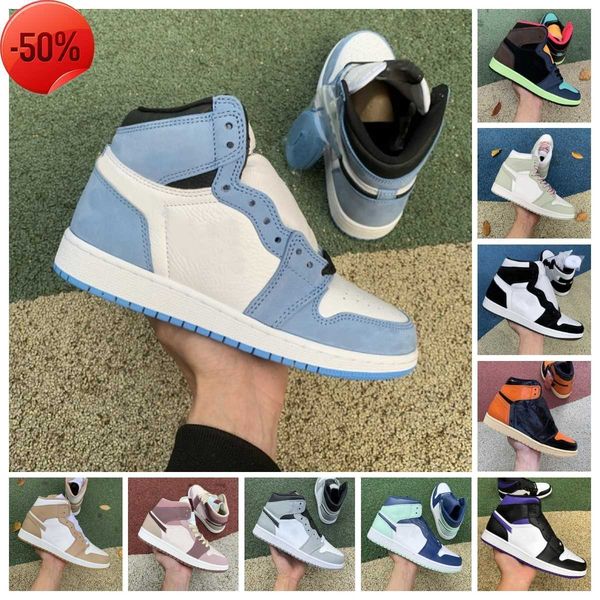 

boots university blue 1 1s mens women basketball shoes tan gum linen bleached coral shattered bred patent banned fearless unc white chicago, Black