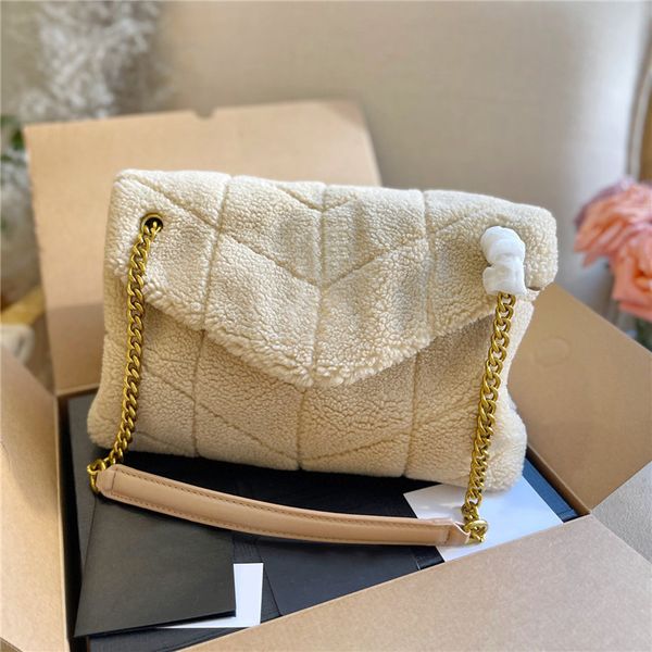 

stylish lamb chain shoulder bags ladies plush totes handbags autumn winter tote underarm bags