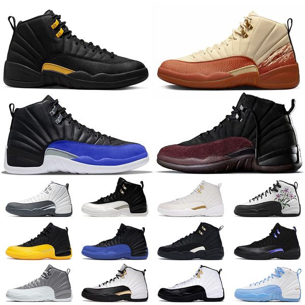 

12s jumpman 12 basketball shoes men sneaker university gold hyper royal ovo white royalty taxi mens outdoor sport trainers