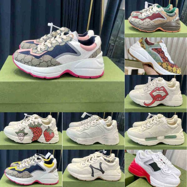 

designer rhyton shoes men trainers ladies shoe fashion sneakers sneaker vintage luxury chaussures wave mouth box al7t beige, Black