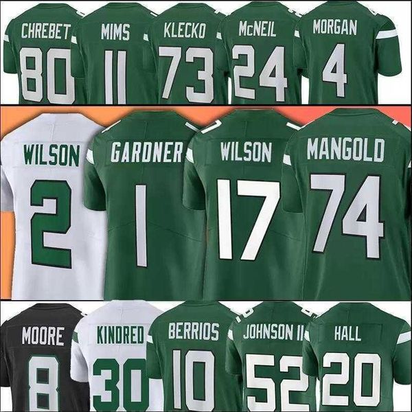 

zach wilson jersey custom new york''jets''mens cj mosley corey davis elijah moore jermaine johnson ii ahmad gardner garr, Black