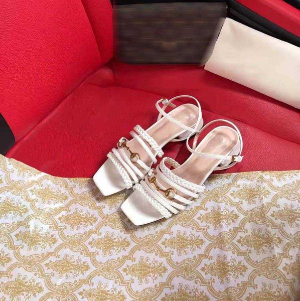 

fashion women shoes sandals heels beach thick bottom slippers alphabet lady sandal leather high heel shoe slides home011 04, Black