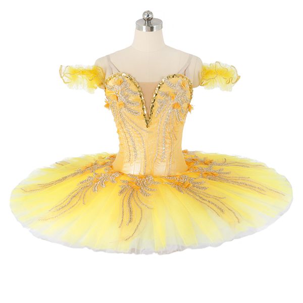 

flower fairy yellow gold ballet tutu stage wear for performance girls pancake professional platter stage ballerina tutus women jn9164, Black;red