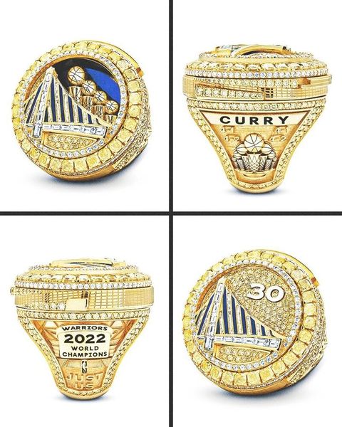

2022 golden state warrioirs basketball champions ring with wooden display box case fan gift for men wholesale, Silver