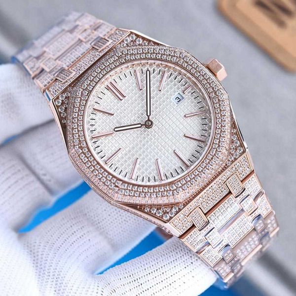 

wristwatches handmade of diamonds watch mens automatic mechanical watch 41mm with diamond-studded steel sapphire busins wristwatch montre de, Silver