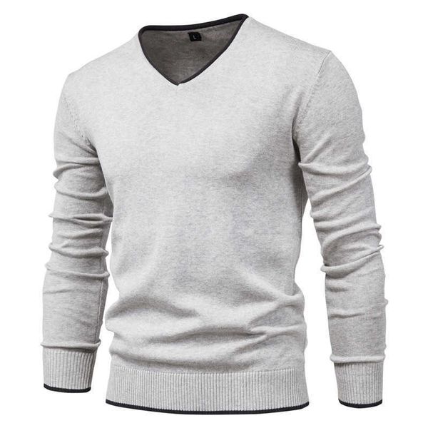 

men's sweaters 2022 new 100% cotton pullover v-ne #39s sweater solid color long sleeve autumn slim casual pull cloing g221018, White;black