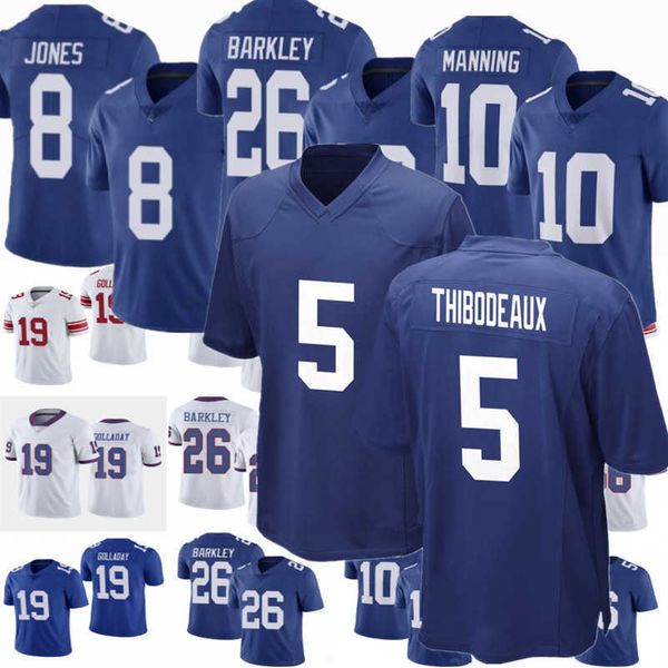 

2023 5 kayvon thibodeaux jersey 26 saquon barkley 19 kenny golladay 10 eli manning 8 daniel jones 73 evan neal giantes 56 lawrence taylor, Black
