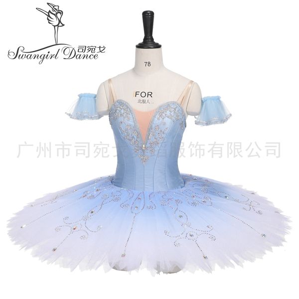 

blue competition bluebird variation ballet pancake tutu professional t ballet dance costume for girl bt4011, Black;red
