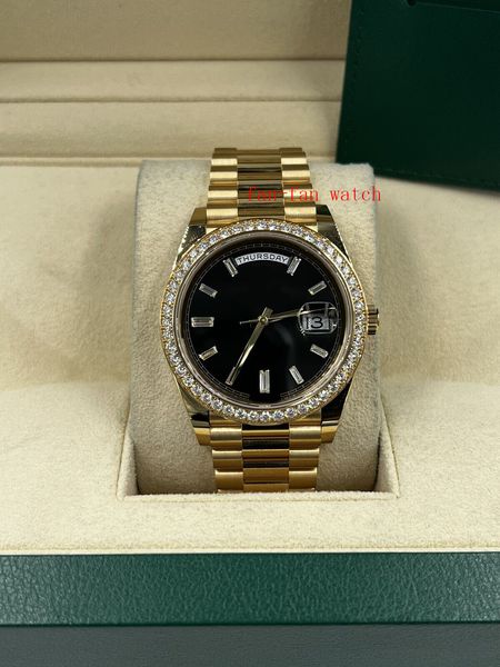 

bp men's watch automatic movement automatic 40 yellow gold black diamond dial & bezel 228348rbr, Slivery;brown