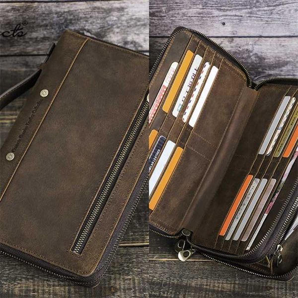 

purse bag contact's mendesigner genuine leather casual male handbag double zipper wallet long bag clutch high quality