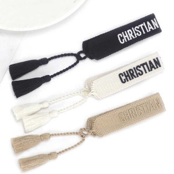 

women's luxury fashion bracelets brand bangle d designer jewelry embroidered word bracelet letter rope woven tassel simple trinket men, Black