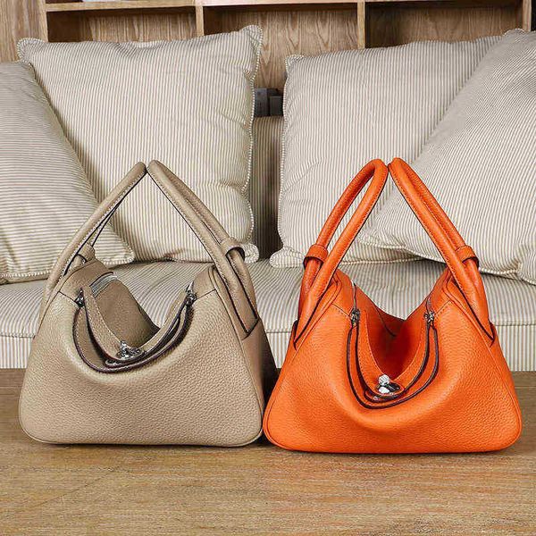 

designer h bags classic lindys 2022 women's atmospheric layer leather portable shoulder doctor's