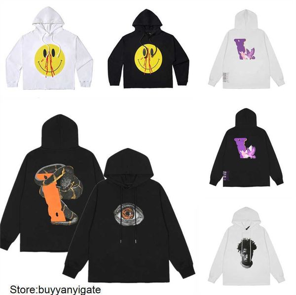 

designer big v butterfly ins hoodie trendy vl letter one sweater for men and women loose long sleeve hooded print graffiti high street hip q, Black