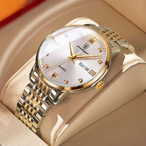 

swiss brand watch men's waterproof luminous fashion trend quartz watch wholesale, Slivery;brown