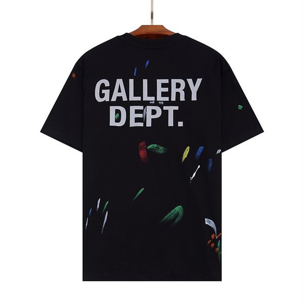 

men and womens t shirt lanvin gal joint 100% cotton hand-painted ink splash graffiti letters loose short-sleeved round neck t shir279a, White;black