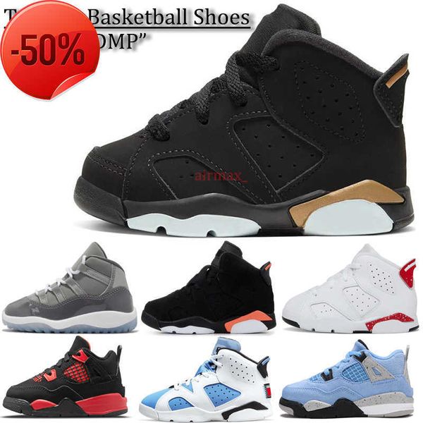 

boots new 4s kids basketball shoes chicago bred 6s carmine 11s cool grey dmp red oreo thunder unc university blue boy girl sneaker toddlers, Black