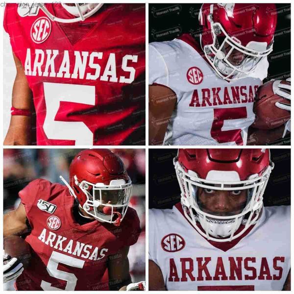 

american college football wear custom ncaa arkansas jersey 5 rakeem boyd 13 feleipe franks 16 treylon burks 33 treylon sec 150th stitched je, Black
