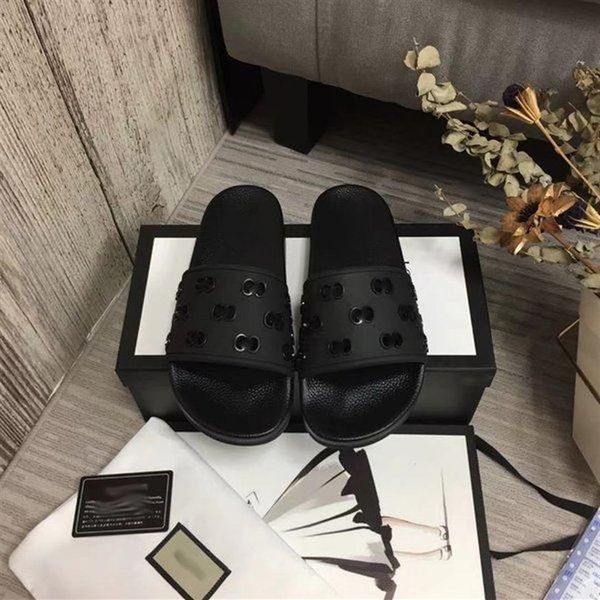 

designer slippers women men fashion luxury floral g brand slipper rubber flats sandals summer beach shoes loafers gear bottoms sli239j, Black