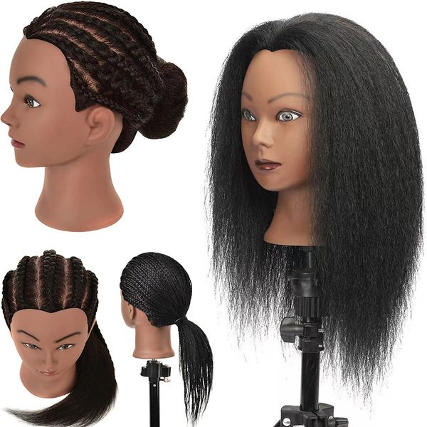 

mannequin head black skin model head braided hair dreadlocks practice, White