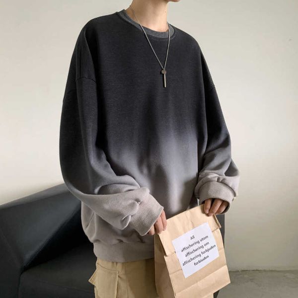 

men's sweaters sweatshirt 2022 autumn and winter new round ne gradient tie dyed sweatshirt you personality trend men's cloing g221, White;black