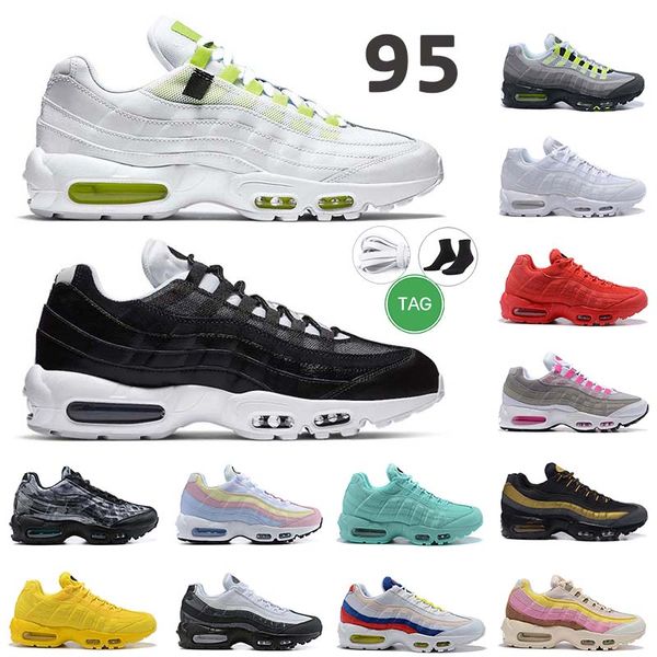 

men women 95 running shoes ghost wheat white with yellow bottom mens trainer sports sneakers size 36-45