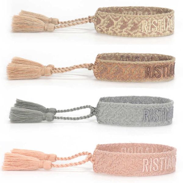 

bracelets luxury classic women's designer brand d bangle jewelry embroidered word woven bracelet letter rope fashion tassel girl men co, Golden;silver