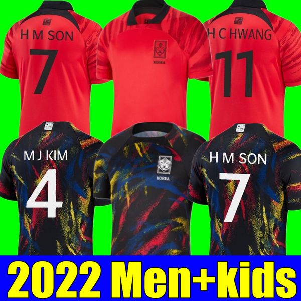 

2022 south korea soccer jerseys home red away son hwang kim jeong sung lee kwon 2023 maillots football shirts 22 23 national team men kids s, Black;yellow