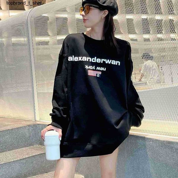 

men's hoodies designer sweatshirts alexanders autumn new couple alphabet embroidery crew wangs neck casual sweater men women hoodie, Black