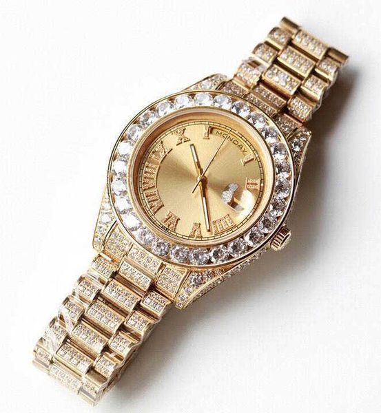 

wristwatches wristwatch men's watch stainls steel case diamond dial automatic mechanical movement folding buckle wholale and ret, Slivery;brown