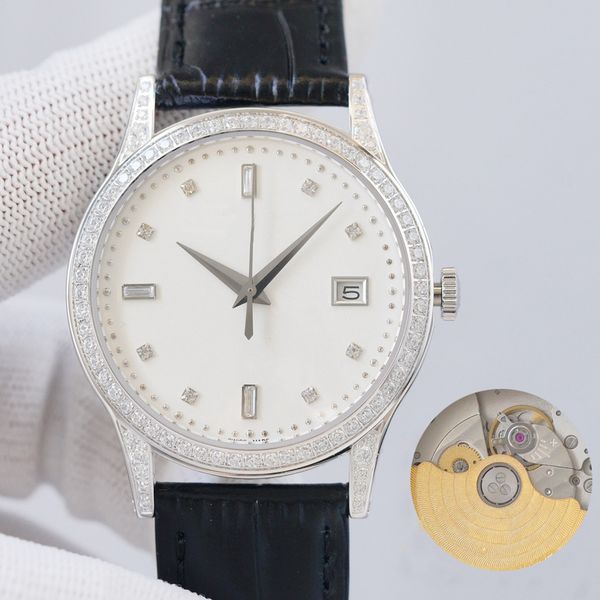 

men's watch platinum v3 upgraded diamond size 38mmx9mm fully automatic movement, Slivery;brown