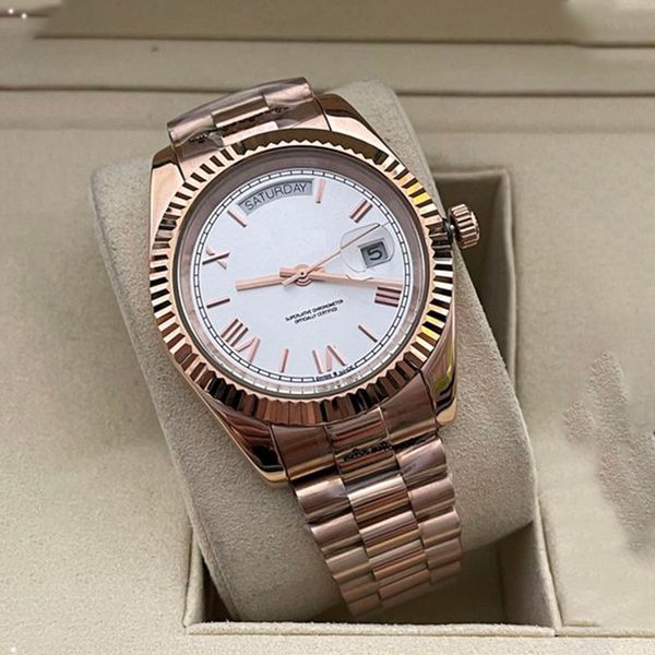 

wrist watch for women double calendar mens watchs classic automatic movement 41mm folding buckle stainless steel rose gold sapphire waterpro, Slivery;brown