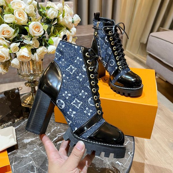 

designer boots fashion women's ankle booties high heel shoes ladys martin boots woman short boot sneakers trainers luxury desert chunky, Black