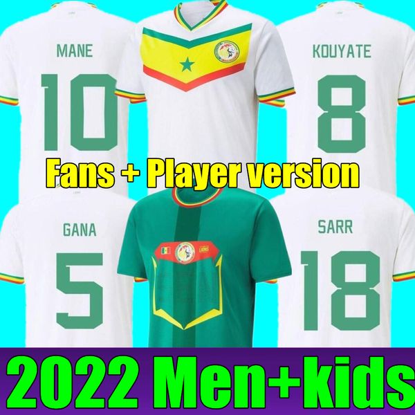 

2022 senegal soccer jersey fans player version 22 23 home away green balde koulibaly mane football team jerseys football shirt, Black;yellow