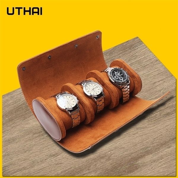 

men and women multifunctional 3grids leather storage packaging wrist watch box uthai u06 220429