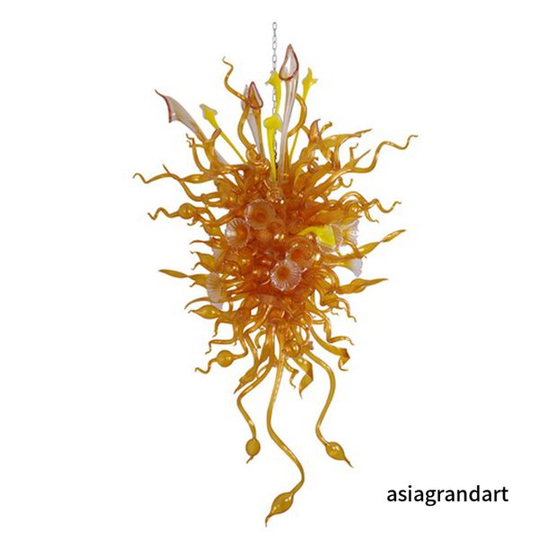 

italy design orange color pendant lamps borosilicate murano style hand blown glass chandelier light with led bulbs luxury hanging fixtures l