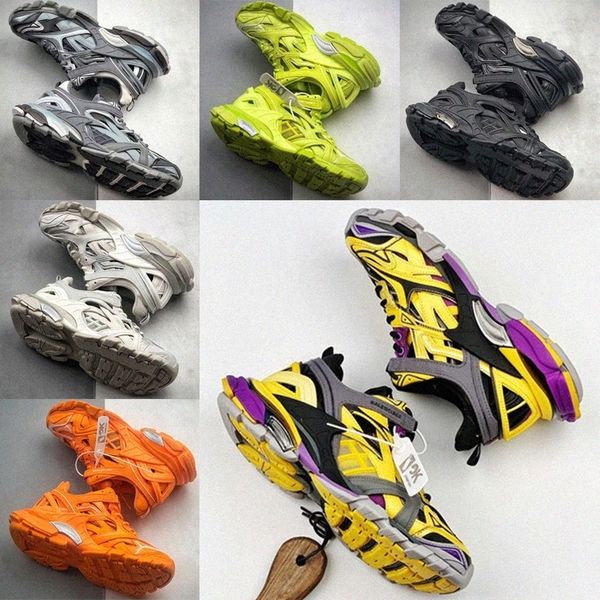 

men women shoe casual track 2 sneakers 19fw track2 white lace-up jogging sneakers 3m triple s chaussures walk, Black