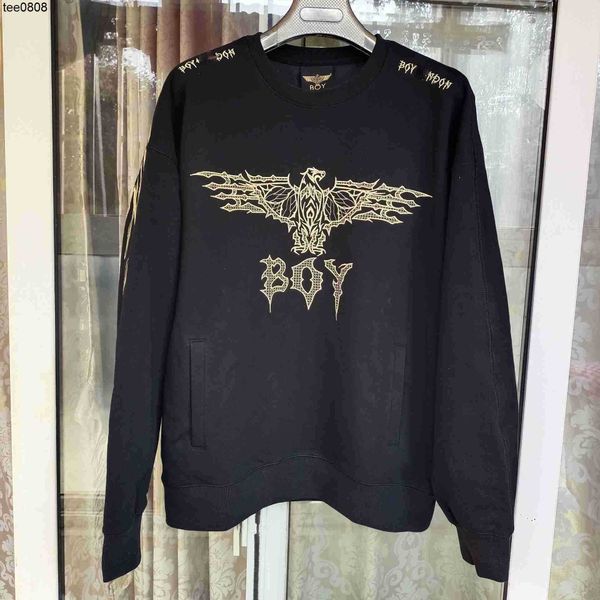 

fashion brand hoodies boy round neck pullover sweater couple's 22 autumn and winter new product gold thread embroidery punk long sleeve, Black