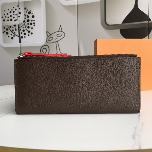 

original luxurys designers ladies coin wallets cowhide monograms empreinte leather adele zipper purse credit card holder bag purse304g, Red;black