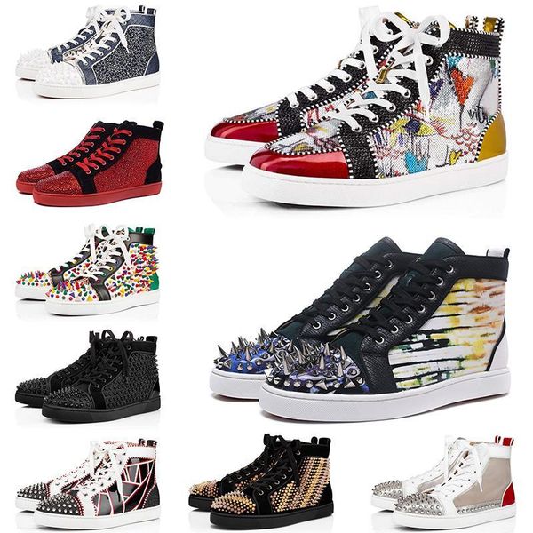 

red-bottoms shoe christians sneakers casual shoes mens womens low high designer full spikes roller boat flats skateboard loafers lux ysx, Black