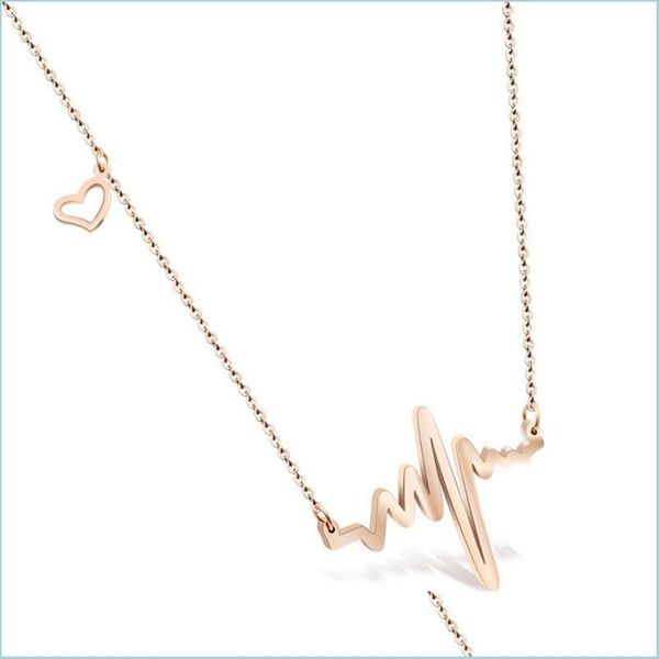 

pendant necklaces ecg pendant chain necklace stainless steel cute heart for women fashion accessories jewelry wholesale dhtig, Silver
