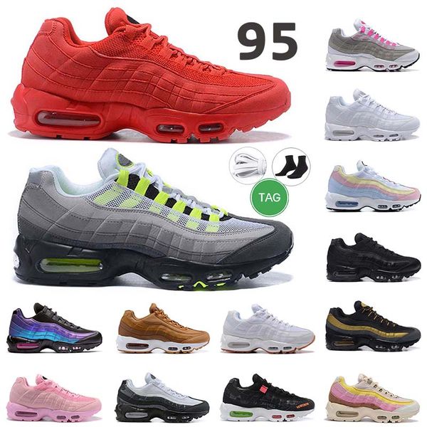 

men women 95 running shoes triple white blue red orange red and gray laser fuchsia mens trainer sports sneakers size 36-45
