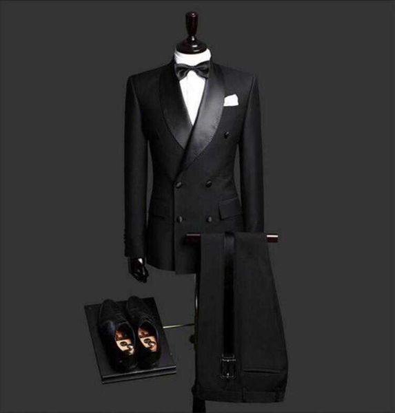 

men's suits blazers black shawl collar double breasted wedding groom tuxedos slim fit formal business groomsmen costumes custom made, White;black