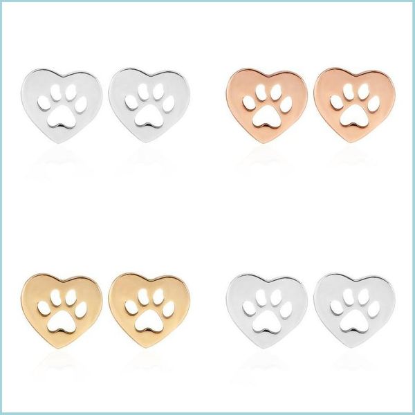 

stud bear paw confidante earrings jewelry lady plated gold hollowing out love heart footprint ear studs valentines day simplicity 2 dhxzp, Golden;silver