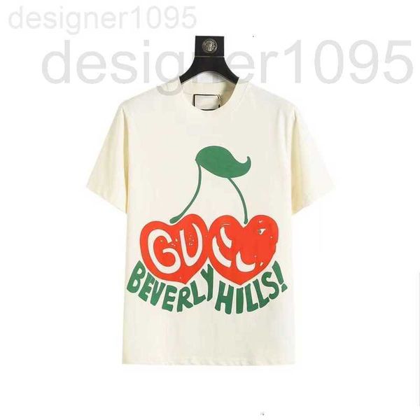 

women's t-shirt designer high setting g cherry print short sleeve loose yuan standard sydney paper lovers double yarn high weight 0c8p, White
