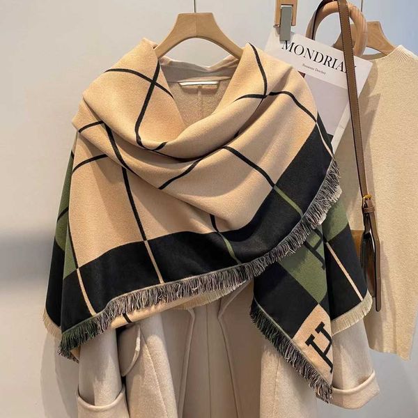 

scarves 2022 autumn and winter new shawl imitation cashmere scarf generous towel light luxury high-end air conditioning room outdoor, Blue;gray