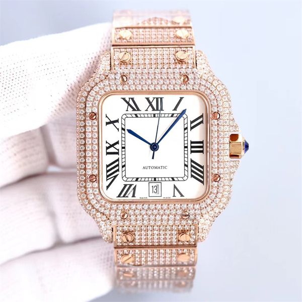 

diamond watch mens watch mechanical movement watches sapphire anti-scratch lens 316l fine steel case strap 40mm fold buckle 004, Slivery;brown