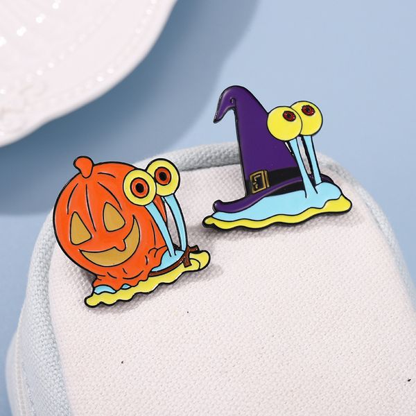 

halloween alloy cartoon brooch pins cute pumpkin snail shape paint badges women delicate buckle brooches jewelry accessories, Gray