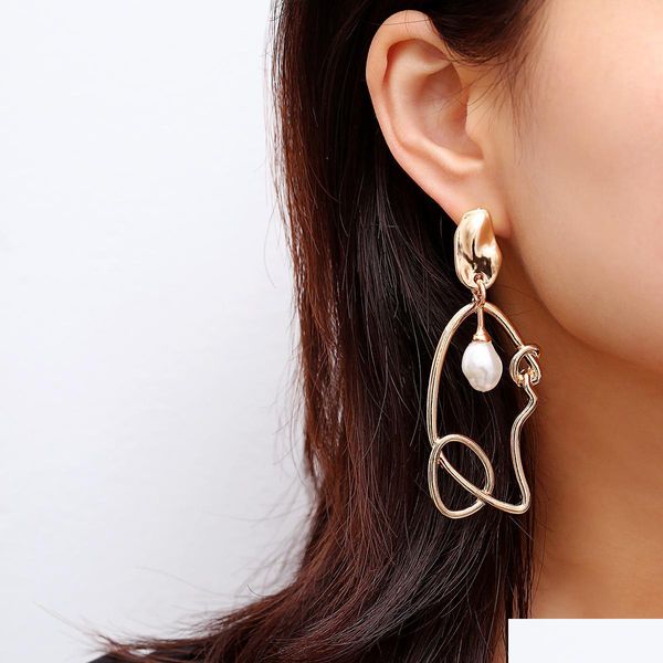 

dangle chandelier korean fashion shell acetate geometric irregar enamel dangle earrings for women trendy minimalism jewelry 2021 new dha1h, Silver